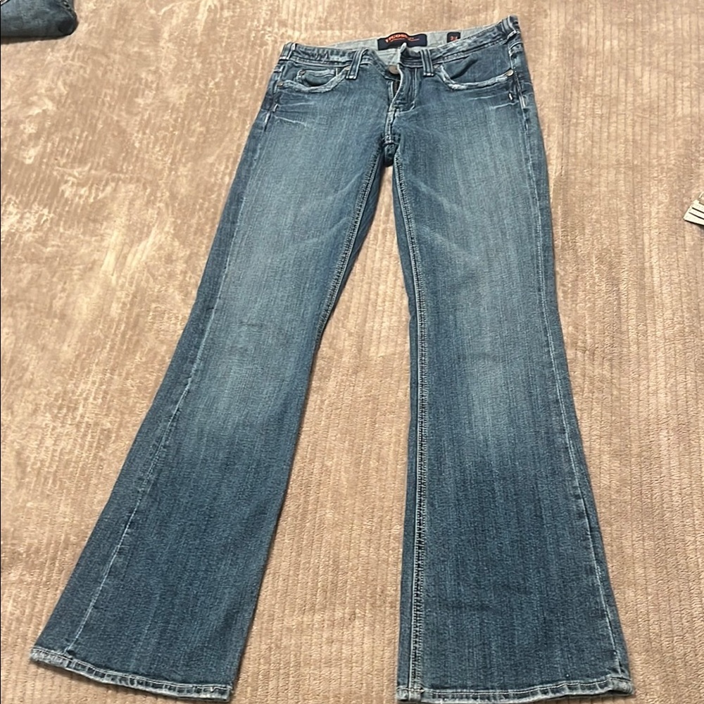 Vigoss Blue Flare Wide Leg Jeans with Gradient Fading